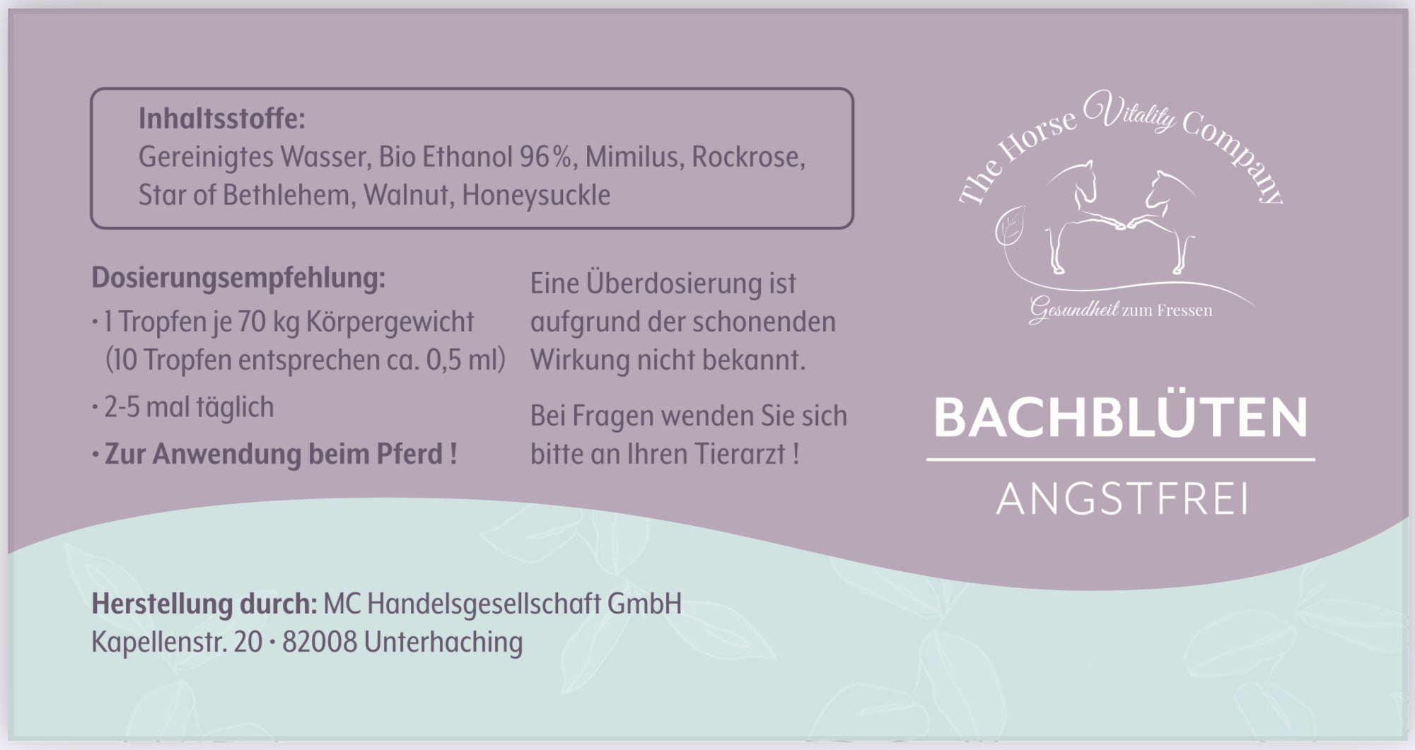 Bachblütenmischung für Pferde "Angstfrei" gegen Stress