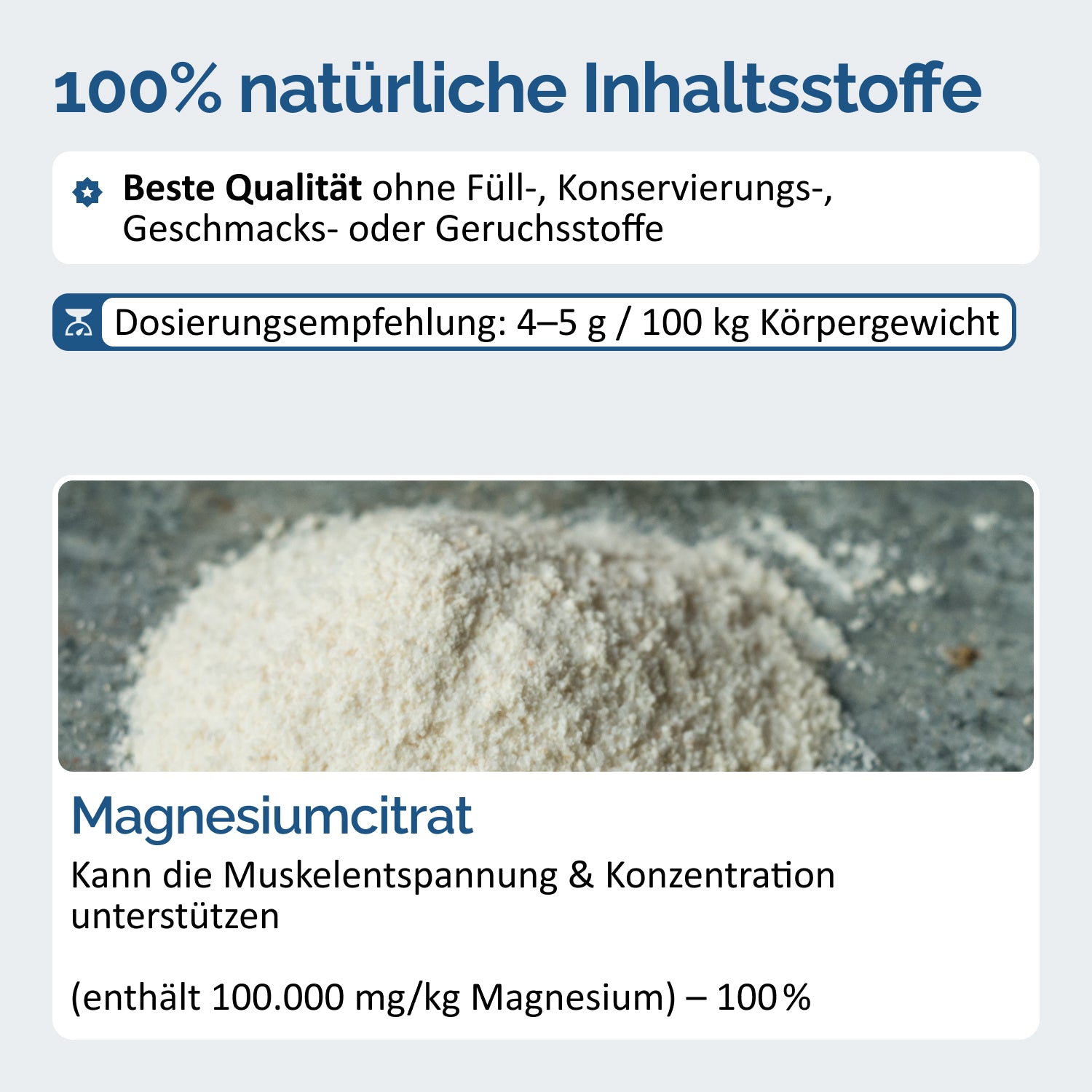 Reines Magnesium Citrat für Pferde